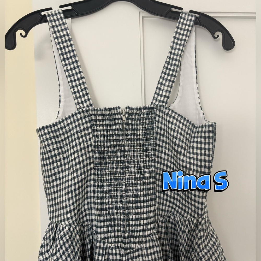 Reformation Blue and White Gingham Midi Dress - Picture 7 of 7